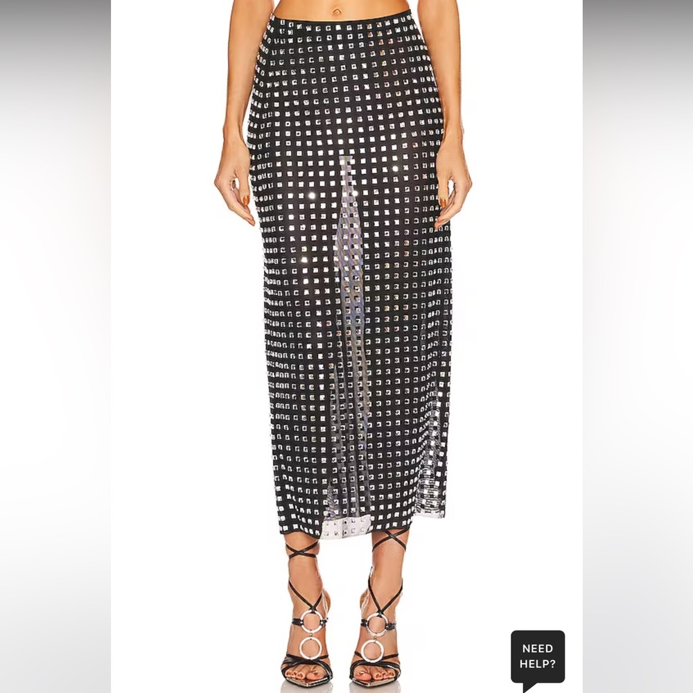 NBD Black and White Studded Maxi Skirt